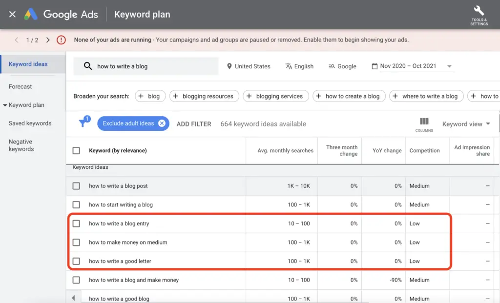  Google Ads - Keyword Planner