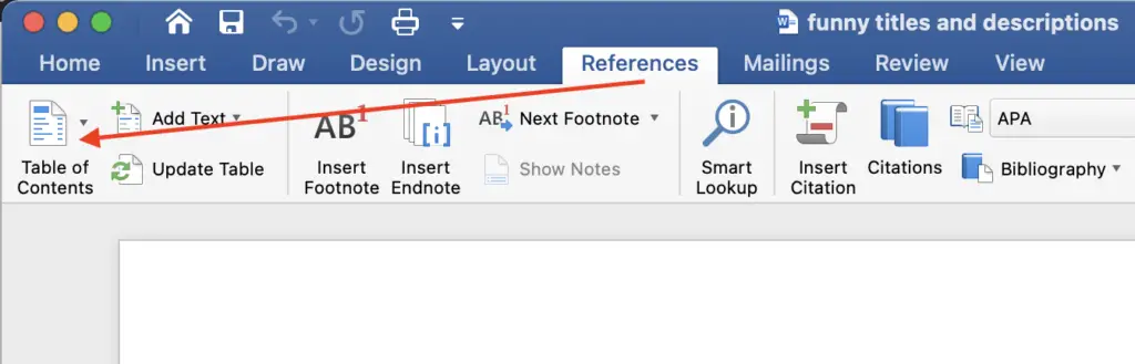 How to create a table of contents in Microsoft Word