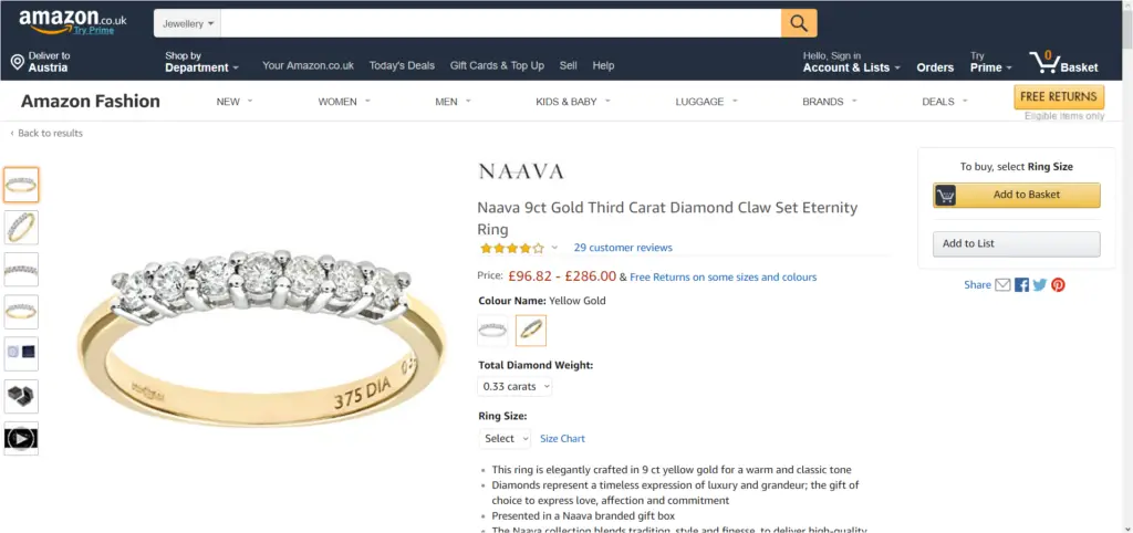 Formatting Amazon product titles for jewelry